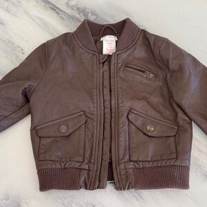 Joe Fresh Chocolate Brown Kids Faux Leather Jacket - size 18-24m